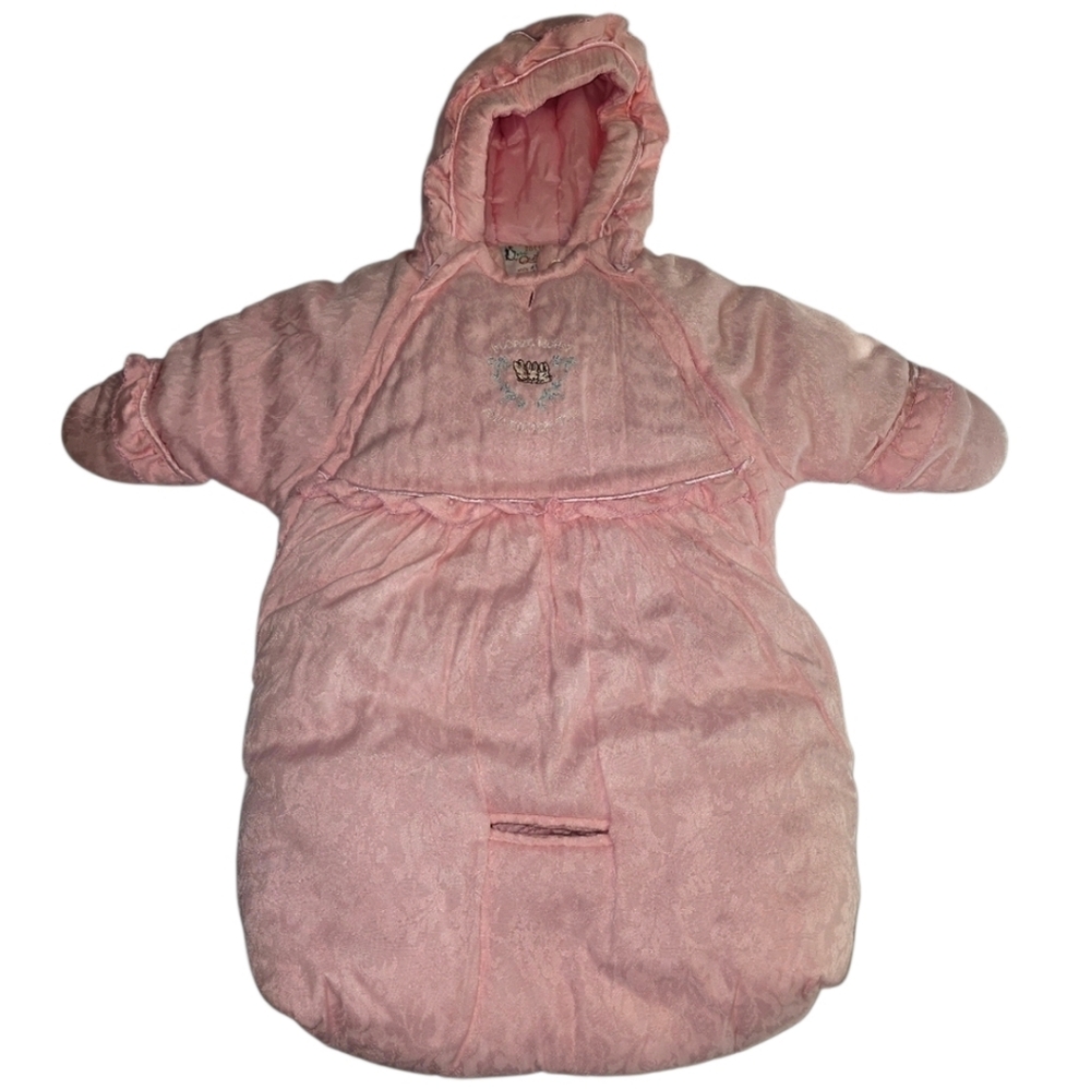 Vintage Quiltex NWT Pink Baby Snowsuit Winter Clean Infant Adorable Size 3-6 M